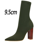 BIGTREE Shoes Women Boots Fashion Ankle Boots Pointed Toe Stretch Boots Autumn Stiletto Socks Boots High Heels Ladies Shoes 2021