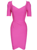 kamames Pink Bandage Dress 2022 Women Bandage Dress Bodycon Elegant Sexy Short Sleeve Evening Party Dress Evening Club Outfits