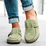 kamames Size Slippers Women's 2023 Summer New British Belt Buckle Baotou Semi-Slippers Direct Sales Single Shoes