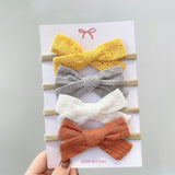 4Pcs/Set Soft Nylon Baby Girl Headband Bowknot Newborn Headbands Elastic Hair Bands Infant Turban Headwear Kids Hair Accessories