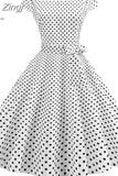 kamames Vintage Dress Women Polka Dot Elegant Short Sleeve A-Line Midi Party Dress Sundress Robe Rockabilly Vestidos