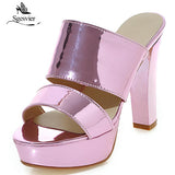 kamames Sgesvier Woman Shoes 2022 Summer Open Toe Slip On Women Sandals Heels Thick High Heels Sandals Party Shoes Size 34-43 B420