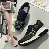 kamames New Large Size Women's Shoes With Thick Glitter, Solid Color Cover, Breathable Feet, Light And High Inside.