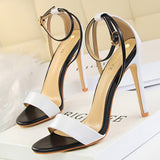 BIGTREE Shoes Pu Leather High Heels 2022 New Women Heels Sexy Stiletto Heels 11 Cm Party Shoes Color Matching Women Sandals