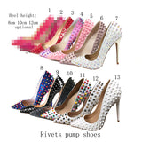 kamames women shoes rivets female wedding womens shoes heels ladies high heel spring autumn 8-12 cm 33-45 MD008 ROVICIYA