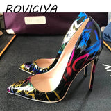 kamames pointed toe ladies 12cm high heels women pumps shoes woman party wedding zapatos mujer sapato femin QP087 ROVICIYA