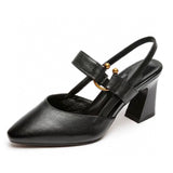 kamames kamames High-Heeled Sandals Women's Shoes 2023 Summer New Cowhide Thick-Heeled Fairy Shoes With Blankets