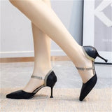 kamames women's2022spring and summer new sexy one-word buckle belt net red high-heeled shoes fairy wind stiletto pointed toe shoes