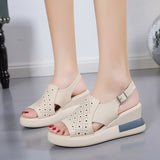 kamames kamames Heel Sandals Women's 2024 New Summer High-Heeled Fish Mouth Women's Shoes Hollowed-Out Heightened Muffin Large Size Sandals