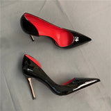 kamames Black Red High Heels Shoes Woman Pumps 12cm Tacones Pointed Toe Stilettos Sexy Deep Cleavage Wedding QKOU011 ROVICIYA