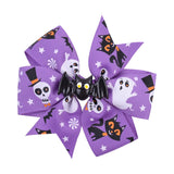 3.4 inchs Halloween Decoration Grosgrain Ribbon Hair Bows For Baby Girls Ghost Pumpkin Pinwheel Hair Clips Hair Accessories