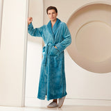 Ultra-Soft, Quick-Dry Flannel Bathrobe for Couples - Extra Long & Thick, Absorbent, Loose Fit with Pockets - Perfect for Home, Spa, and Hotel Use