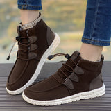 kamames Barrel Women's Suede Cotton Boots 2024 New Elastic Belt Martin Boots Large Size Cotton Shoes High Upper Cloth Casual Shoes
