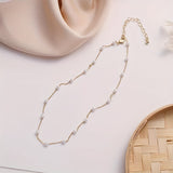 Golden Chain Faux Pearl Decor Necklace Simple Elegant Style Zinc Alloy Jewelry Delicate Female Necklace