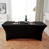 1pc, Tablecloth, Stretchable Polyester Table Cover, Washable And Wrinkle-Resistant Spandex Table Cover, Rectangular Fit For Parties, Banquets, Weddings, Cocktail Events