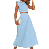 Two Piece Dress Summer Long Dress Sets Women Two Piece Set Holiday Sexy Tops And Yellow Skirt Suit Boho Off Shoulder Dress Vestido De Mujer 230428