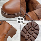 kamames Of Boots With Velvet Soft Leather And Thick Soles 2023 New British Style Women's Shoes Fall And Winter Style High-Heeled Short Boots Spot