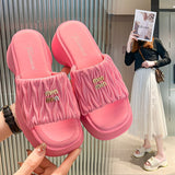 kamames kamames Shoe Female 2023 Summer New Small Fragrant Wind Fashion One-Word Drag Fold Recreational Platform Slippers