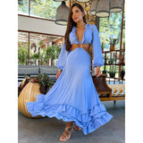 kamames Beach Dresses 2024 Women Deep V Neck Dress Beach Cover ups Women Summer Bandage Beachwear Sexy Long Dress Female Clothing