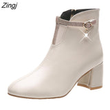 kamames Women Boots 2023 Autumn and Winter High Heels Ankle Shoes Boots Leather Booties Feminina Woman fashion Shoes