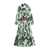 kamames Spring Style Belt Printed Shirt Dress 2627123