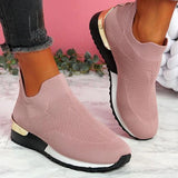 kamames Spring Knitting Socks Shoes Women 2022 Mesh Breathable Platform Sneakers Slip on Flat Casual Loafers Ladies Vulcanized Shoes