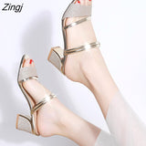 kamames Summer Women Flat Sandals Shoes Women Square Heel Sandalias Buckle Sandals High Heels Strap Sandals Block Heel Shoes