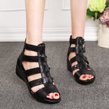 2021 summer Fashion sandals genuine leather soft outsole comfortable open toe wedges mother shoes flat sandals