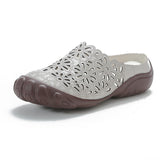 kamames kamames Summer New Cowhide Flat-Soled Women's Shoes Leisure Leather Hollowed-Out Breathable Slippers Hole Shoes