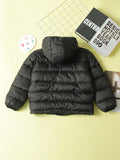 Kid's Solid Color Hooded Padded Jacket, Light-weight Warm Zip Up Coat, Boy's Clothes For Winter Outdoor, As Gift