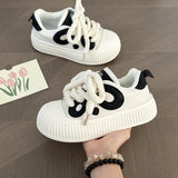 kamames kamames 2023 New Cake Soft Bottom Shoes Women's Students Black And White Panda Women's Casual Sports Small White Shoes