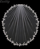 kamames 2021 Bridal Veil Short With Comb Lace Appliqued Edge Tulle Wedding Veil one Layer 80 CM Elbow Length Wedding Accessories