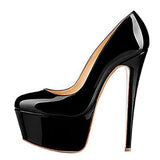 kamames Round Head Waterproof Table Super High Heels Large Size Single Shoes Sexy Platform Heels