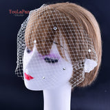 kamames YouLaPan VA01 Double layer White Birdcage veil Brides Luxury wedding accessories Beaded Birdcage Veil, Blusher Veil,Short Veil
