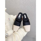 kamames Style Fragrant Style Color Baotou Semi-Slippers Women Wear Lazy Shoes With Thick Heels Muller Shoes Without Heels