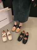 kamames Low-Heeled Square-Headed Ballet Shoes 2024 New Summer Vintage Mary Jane Spring And Autumn Flat Soles