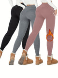 3 Pack Ultra Cozy Thermal Leggings for Women - Soft Plush Lined Pants for Cold Winter, Workout, Yoga, and Running - Warm, Breathable, and Moisture-Wicking