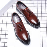 WOTTE Business Men Formal Shoes Black Leather Shoes Mens Fashion Casual Dress Shoes Classic Italian Formal Oxford Shoes For Men