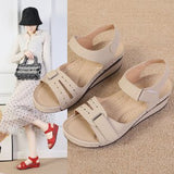 kamames Summer New Retro Women's Shoes Sandals Car Line Hole Shoes Large Size Round Head Slope Heel Comfortable Sandals Women