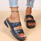 kamames Toe Shoes of Women 2022 Summer Comfort Double Buckle Wedge Ladies Sandals Size 43 Outdoor Platform Casual Slippers Women