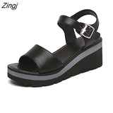 kamames Summer Shoes Women Wedges Heels Sandals Young Ladies Casual Sandals Open toe Black White Shoes Wedge Heel 6cm