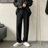 Men's Pants BrownBlack Suit Pants Men Fashion Society Mens Dress Pants Korean Loose Straight Casual Pants Mens Office Formal Trousers S-3XL 230216