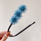 New Women Elegant Bud Chiffon Flowers Bun Maruko Hairstyles Making Long Tools Sweet Headband Hairbands Fashion Hair Accessories