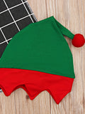 Christmas Party Cartoon Elf Costume Baby Boys Girls Santa Claus Long Sleeve Romper + Stripe Leg Warmer + Hat 3Pcs Set Outfits