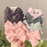 4Pcs/set Solid Colors Cotton Hair Bows With Clip For Cute Girls Hair Clips Handmade Hairpins Barrettes Kids Hair Accessories