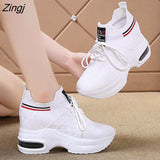 kamames Womens Sneakers Women's Designer Shoes Tennis Female Woman Fashion Trainers Heels Summer Autumn PU Fabric Retro Lace-Up