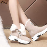 kamames Winter Shoes for Women 2023 Women's Boots Non-slip Waterproof Snow Boots Women Thick Plush Zipper Warm Women's Ankle Boots