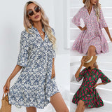 kamames kamames Women's Hot Style Dress 2023 Summer Loose V-Neck Casual Short Dress Women's Wear