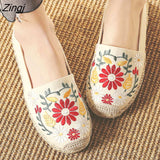 kamames 2023Women's Flats Fisherman Shoe 2023 Spring Hemp Fashion Embroidery Ladies Shoes Casual Shoes Women Breathable Canvas Shoe