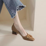 kamames Square-Headed High Heels For Women In Spring And Autumn 2024 New Professional Work Shoes Temperament Fairy Style Single Women's Thick Heels